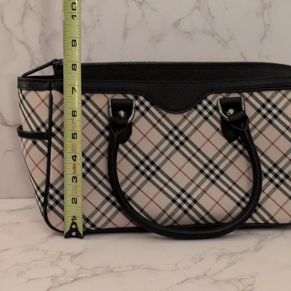 Burberry Beige Check Canvas Tote with Black Trim